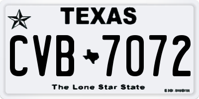 TX license plate CVB7072