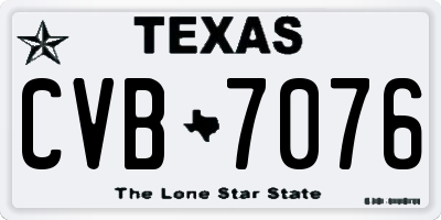 TX license plate CVB7076