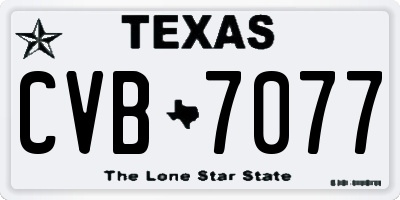 TX license plate CVB7077