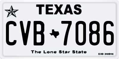 TX license plate CVB7086