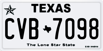 TX license plate CVB7098