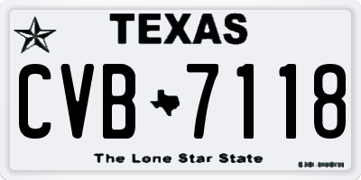 TX license plate CVB7118