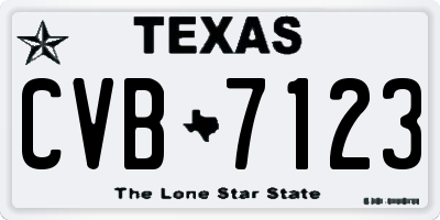 TX license plate CVB7123