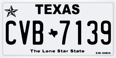 TX license plate CVB7139