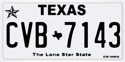 TX license plate CVB7143
