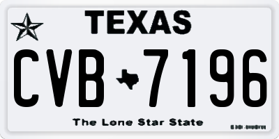 TX license plate CVB7196