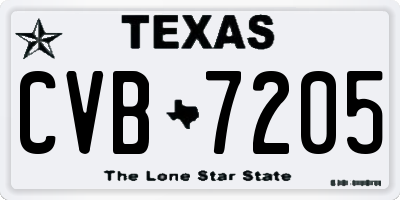 TX license plate CVB7205