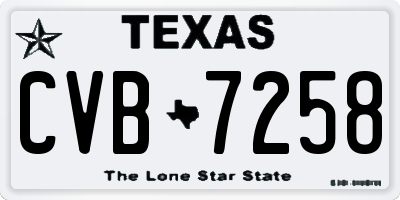 TX license plate CVB7258
