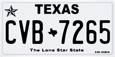 TX license plate CVB7265