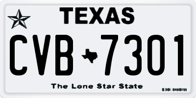 TX license plate CVB7301