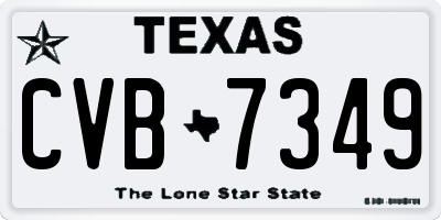 TX license plate CVB7349