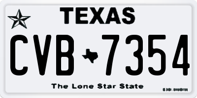 TX license plate CVB7354