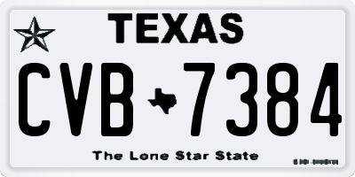 TX license plate CVB7384