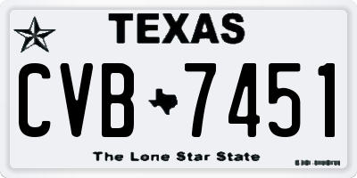 TX license plate CVB7451