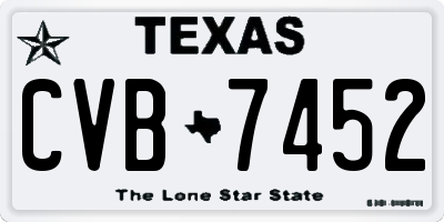 TX license plate CVB7452