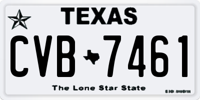 TX license plate CVB7461