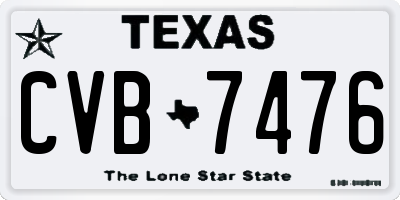 TX license plate CVB7476