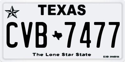 TX license plate CVB7477