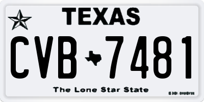 TX license plate CVB7481