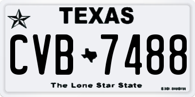 TX license plate CVB7488