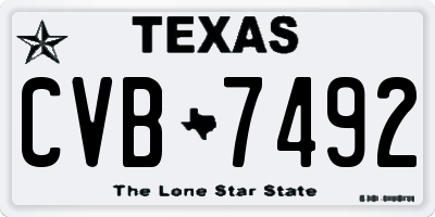 TX license plate CVB7492