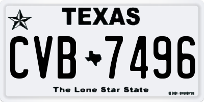 TX license plate CVB7496
