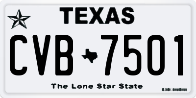 TX license plate CVB7501