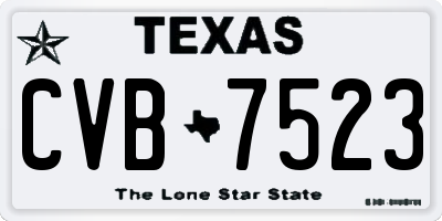 TX license plate CVB7523