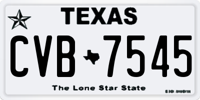 TX license plate CVB7545