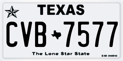 TX license plate CVB7577