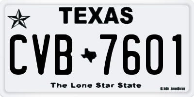 TX license plate CVB7601