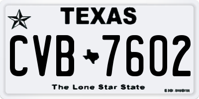 TX license plate CVB7602