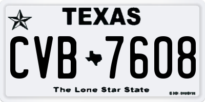 TX license plate CVB7608