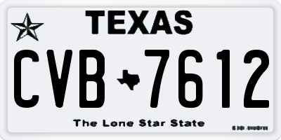 TX license plate CVB7612