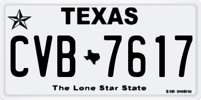 TX license plate CVB7617