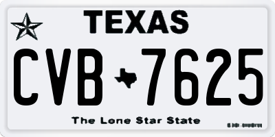 TX license plate CVB7625