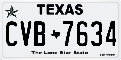 TX license plate CVB7634