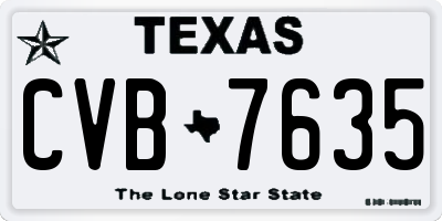 TX license plate CVB7635