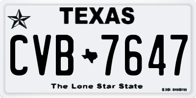 TX license plate CVB7647