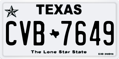 TX license plate CVB7649