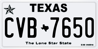 TX license plate CVB7650