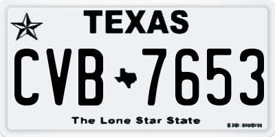 TX license plate CVB7653