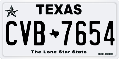 TX license plate CVB7654