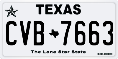 TX license plate CVB7663