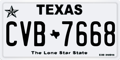 TX license plate CVB7668