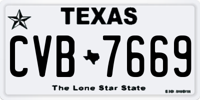 TX license plate CVB7669