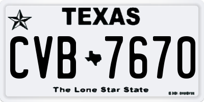 TX license plate CVB7670