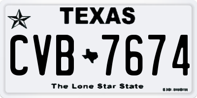 TX license plate CVB7674