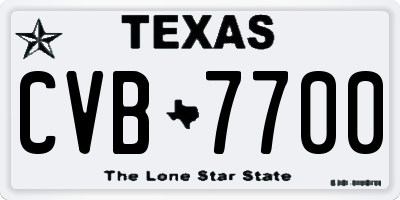 TX license plate CVB7700