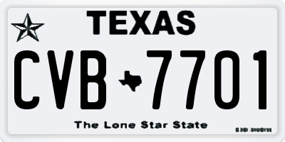 TX license plate CVB7701